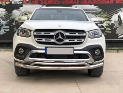 Mercedes X-Class Off Road Ön Tampon Koruma Demiri Krom Çiftli Bıyık Arrowplus Chrome 2017+ PST17 - AQM4WD