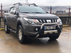 Mitsubishi L200 Off Road Krom Poliüretan Ön Koruma Ön Tampon Koruma Demiri Amazonplus Chrome 2007+ PWT15 - 2