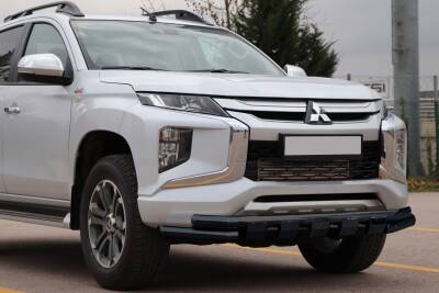 Mitsubishi L200 Off Road Siyah Ön Koruma Ön Tampon Koruma Demiri Krom Glocity Black 2007+ PST24 - 1