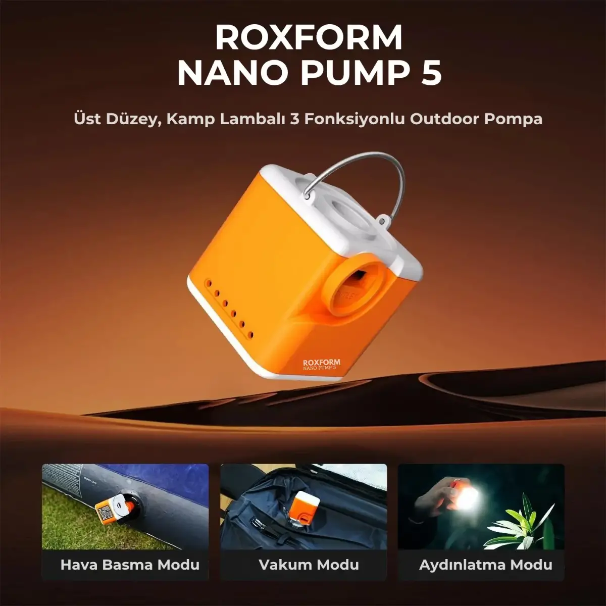 Roxform Nano Pump 5 Aydınlatmalı Taşınabilir Mini Hava Pompası - 3