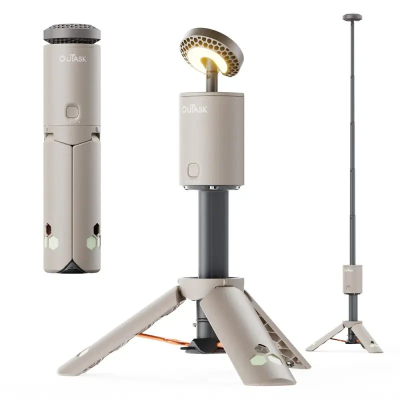 OUTASK Teleskopik Taşınabilir Şarjlı Kamp ve Balıkçı Feneri, Katlanabilir, Manyetik, 12000mAh Bataryalı, Powerbank Özellikli, Su Geçirmez, LED 720° Aydınlatma, Kamp Lambası, El Feneri - 3