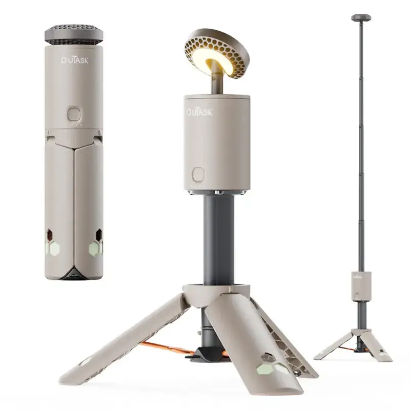 OUTASK Teleskopik Taşınabilir Şarjlı Kamp ve Balıkçı Feneri, Katlanabilir, Manyetik, 12000mAh Bataryalı, Powerbank Özellikli, Su Geçirmez, LED 720° Aydınlatma, Kamp Lambası, El Feneri - 3