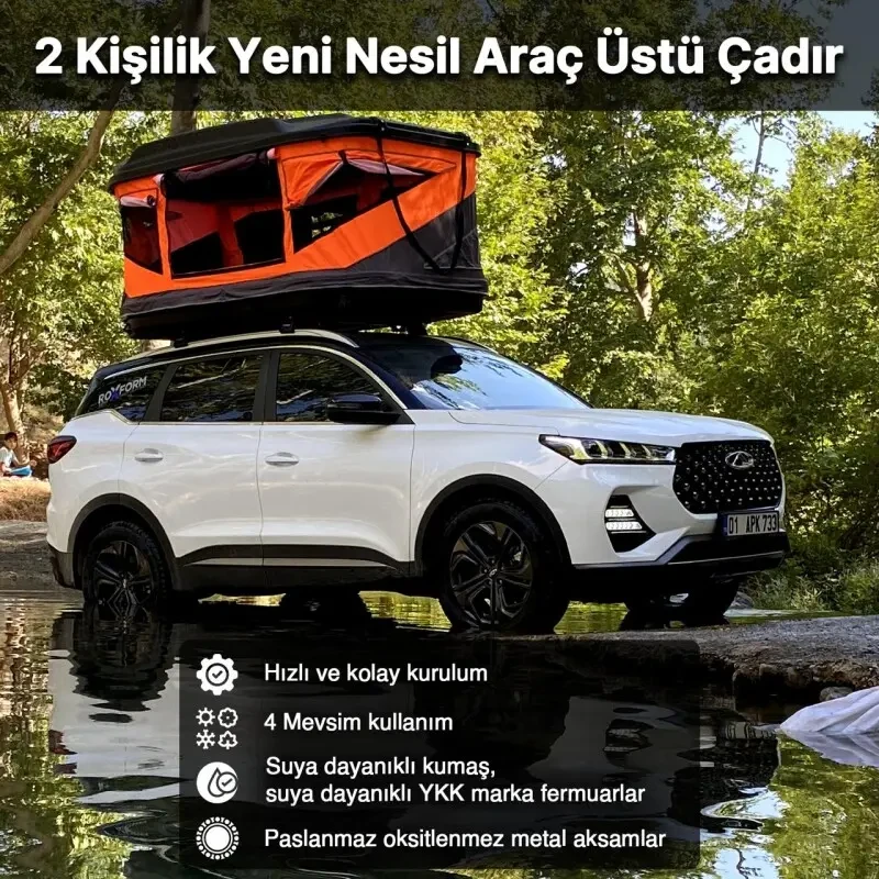 Roxform 2 Kişilik Yeni Nesil Araç Üstü Çadır Cam Tavanlı Tüm Araçlara Uyumlu 4 Mevsim Termal Çadır 210x130cm - Roxform (1)