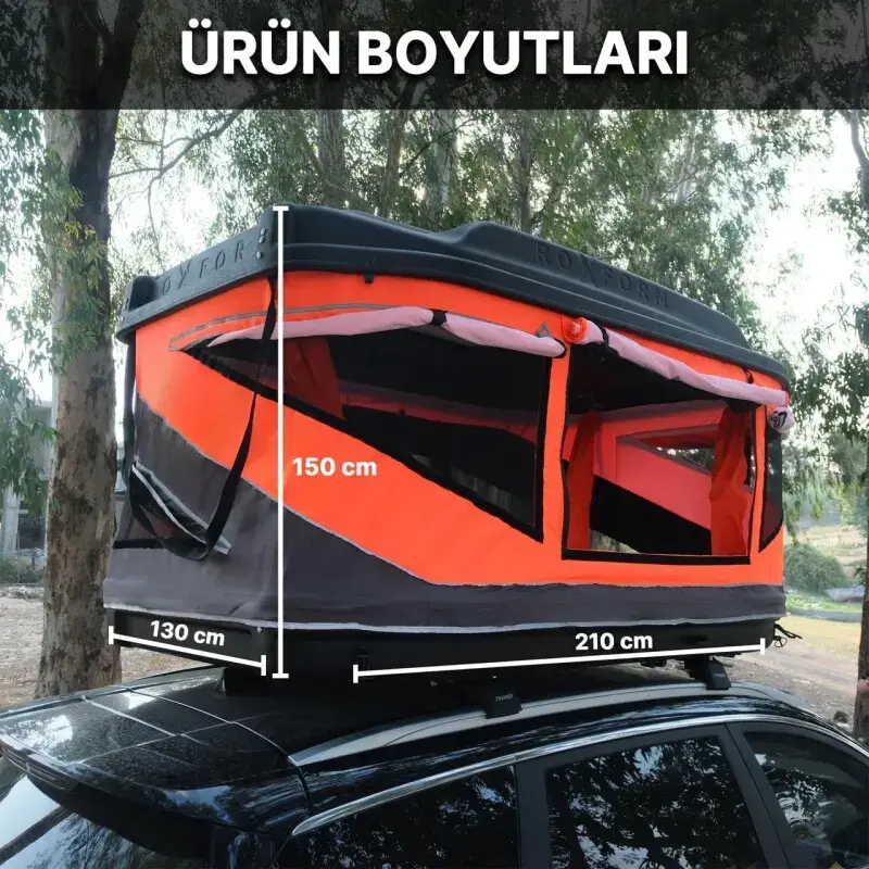 Roxform 2 Kişilik Yeni Nesil Araç Üstü Çadır Cam Tavanlı Tüm Araçlara Uyumlu 4 Mevsim Termal Çadır 210x130cm - 5