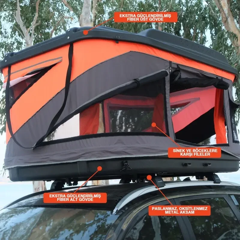 Roxform 2 Kişilik Yeni Nesil Araç Üstü Çadır Cam Tavanlı Tüm Araçlara Uyumlu 4 Mevsim Termal Çadır 210x130cm - 11