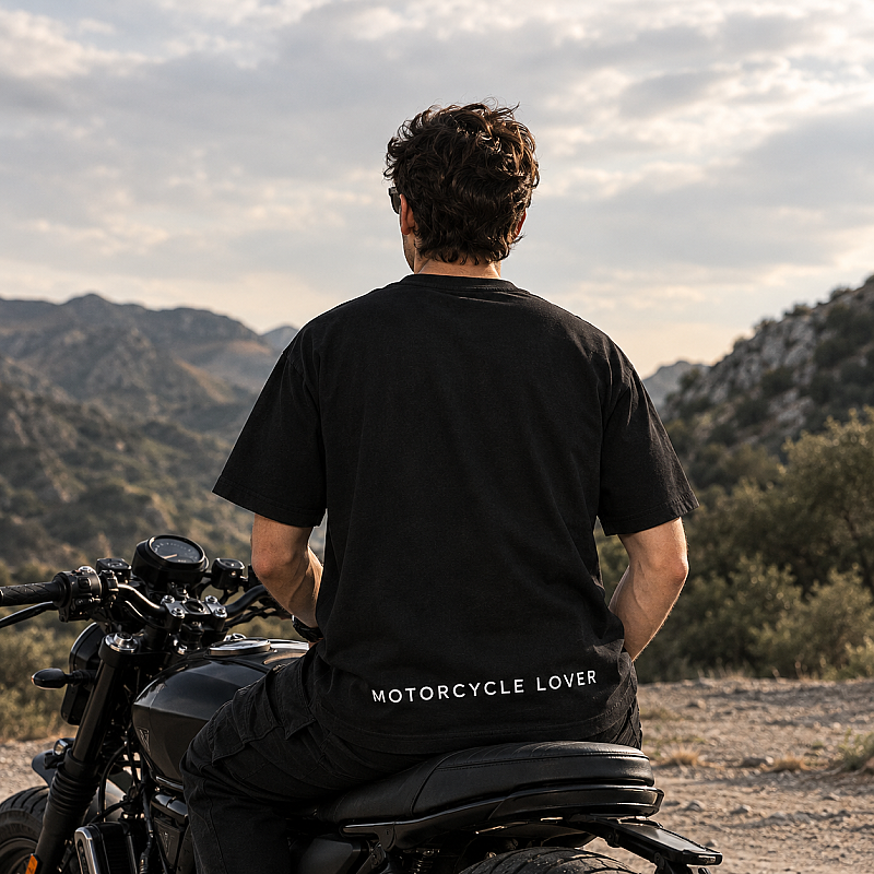 Roxform Motorcycle Lover Baskılı Oversize Tişört | Unisex Bisiklet Tişörtü - 9