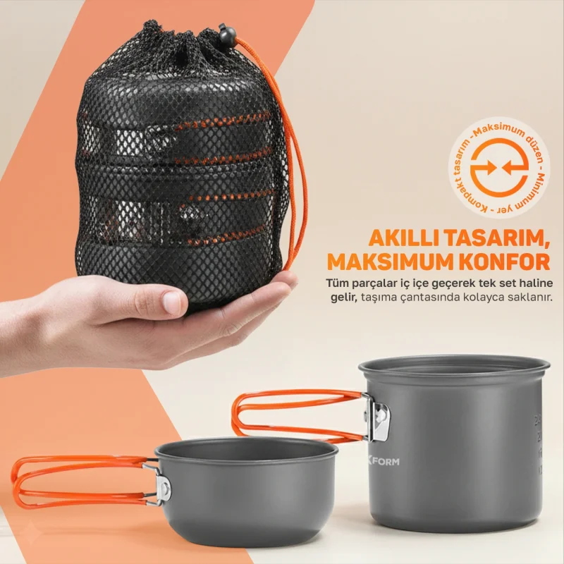 Roxform Nomad 01 Kamp Tencere Seti – Hafif ve Kompakt Kamp Seti - 6