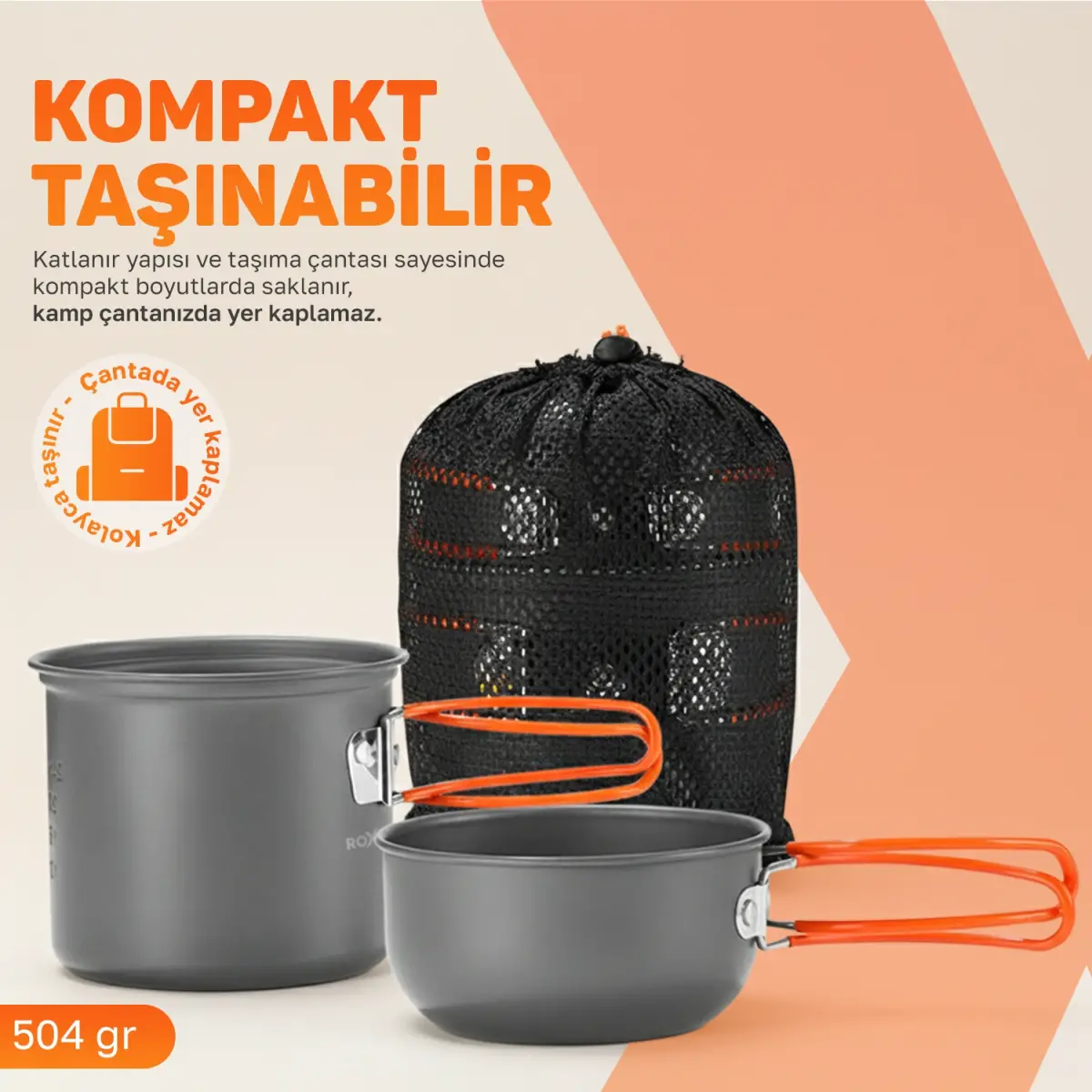 Roxform Nomad 01 Kamp Tencere Seti – Hafif ve Kompakt Kamp Seti - 9