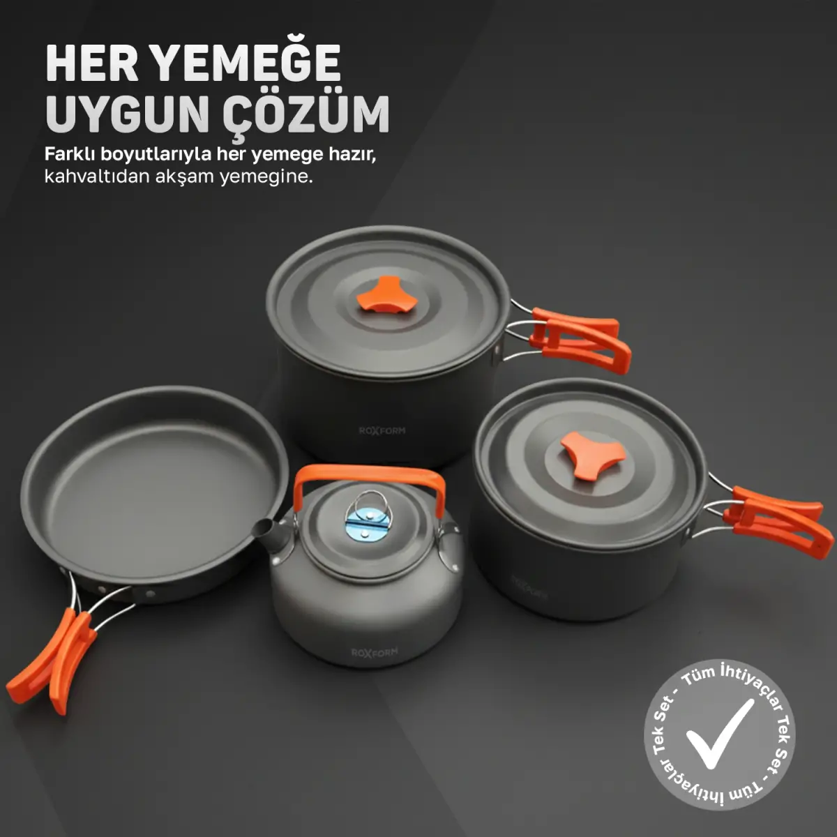 Roxform Nomad 03 Kamp Tencere Seti – 4 Kişilik Çok Fonksiyonlu Set - 7
