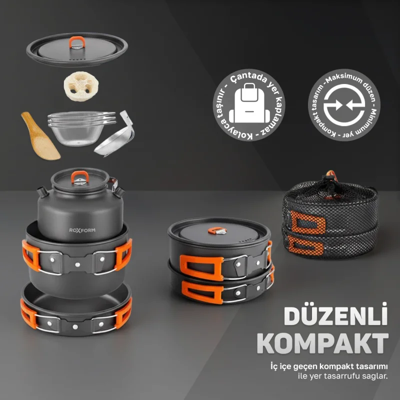 Roxform Nomad 03 Kamp Tencere Seti – 4 Kişilik Çok Fonksiyonlu Set - 6