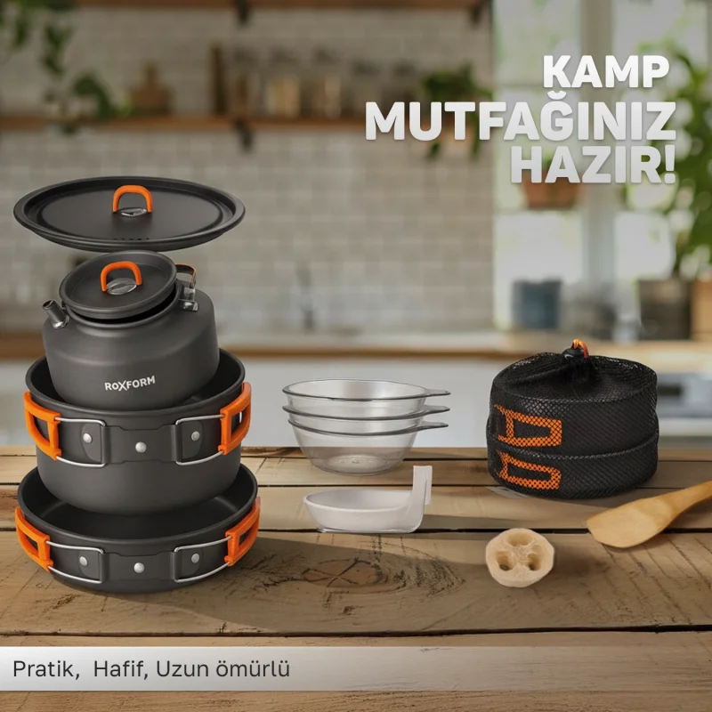 Roxform Nomad 03 Kamp Tencere Seti – 4 Kişilik Çok Fonksiyonlu Set - 11