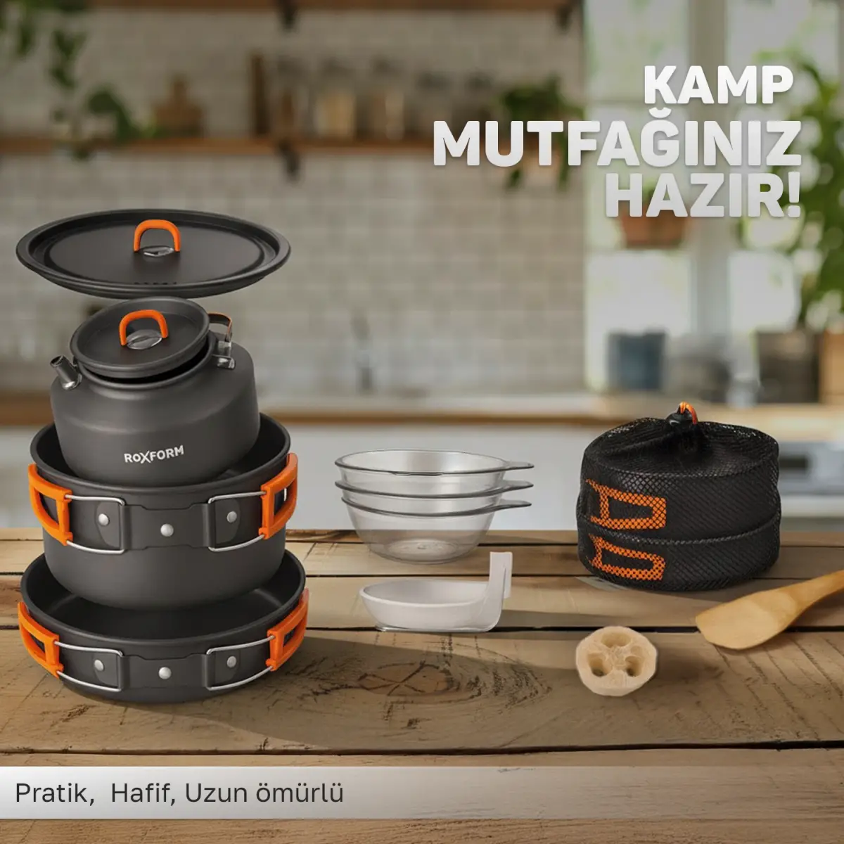Roxform Nomad 03 Kamp Tencere Seti – 4 Kişilik Çok Fonksiyonlu Set - 11