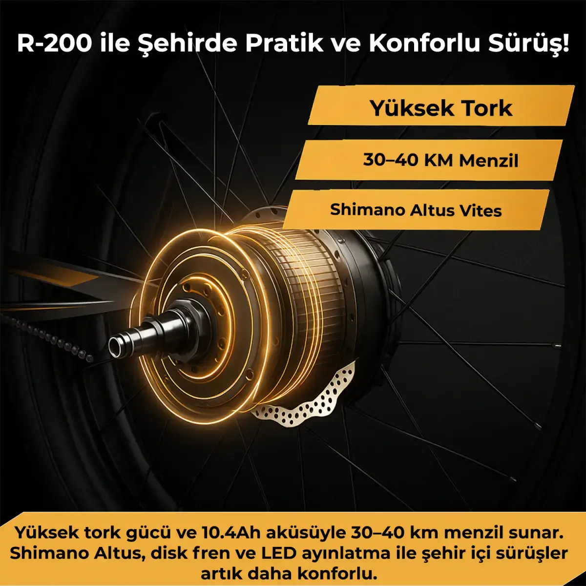 Roxform R-200 Elektrikli Katlanabilir Bisiklet 10AH Shimano Altus 20 İnç Şehir Bisikleti - 4