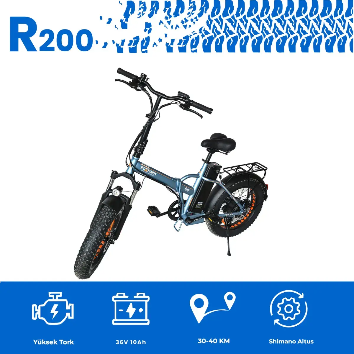 Roxform R-200 Elektrikli Katlanabilir Bisiklet 10AH Shimano Altus 20 İnç Şehir Bisikleti - 23