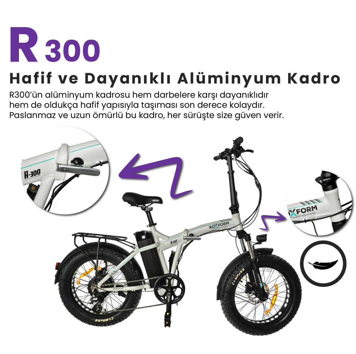 Roxform R-300 Elektrikli Katlanabilir Bisiklet 13AH/15AH/20AH Shimano Altus Hidrolik Fren Alüminyum Kadro - 27