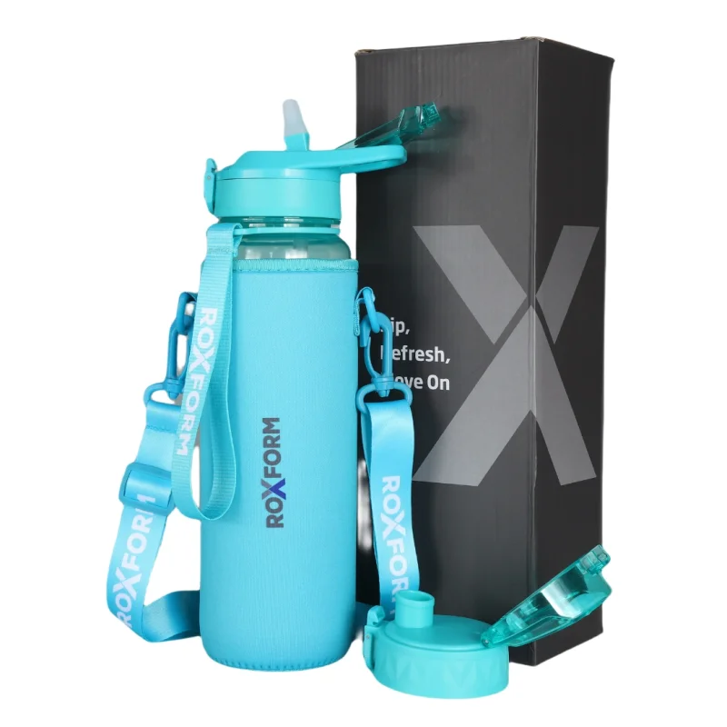 Roxform Suluk Matara 1100 ml, Premium PP Malzeme, Sağlıklı BPA & BPS İçermez, Kılıflı, Çift Kapaklı, Koku Yapmaz, Sızdırmaz ve Dayanıklı, Mavi - 1