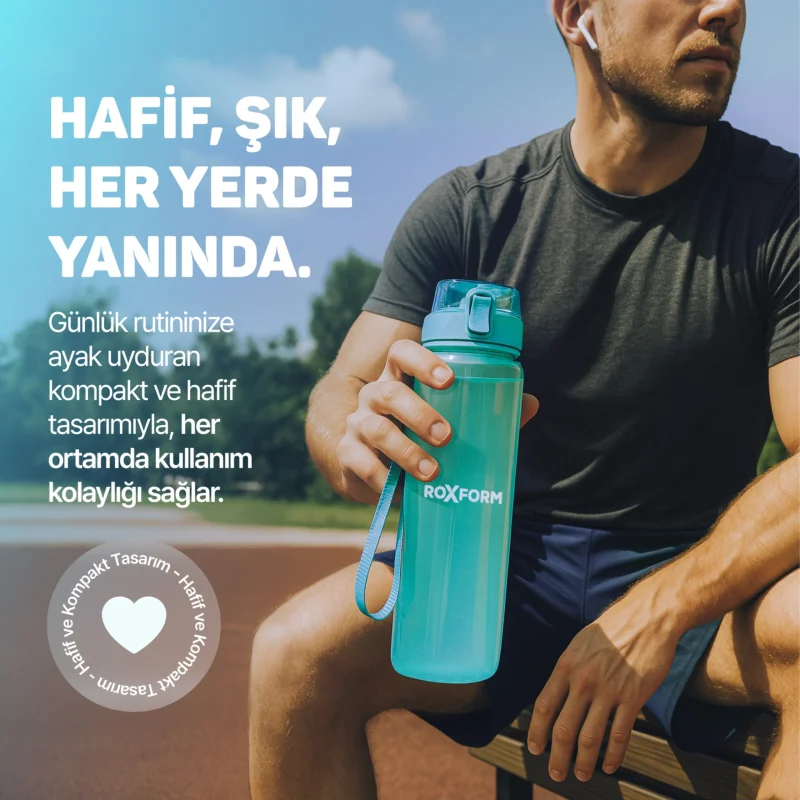Roxform Suluk Matara 1100 ml, Premium PP Malzeme, Sağlıklı BPA & BPS İçermez, Kılıflı, Çift Kapaklı, Koku Yapmaz, Sızdırmaz ve Dayanıklı, Mavi - 14