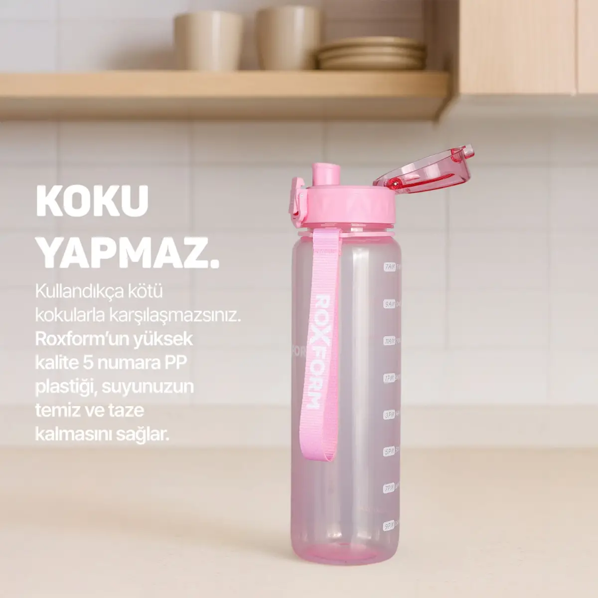 Roxform Suluk Matara 1100 ml, Premium PP Malzeme, Sağlıklı BPA & BPS İçermez, Kılıflı, Çift Kapaklı, Koku Yapmaz, Sızdırmaz ve Dayanıklı, Pembe - 10