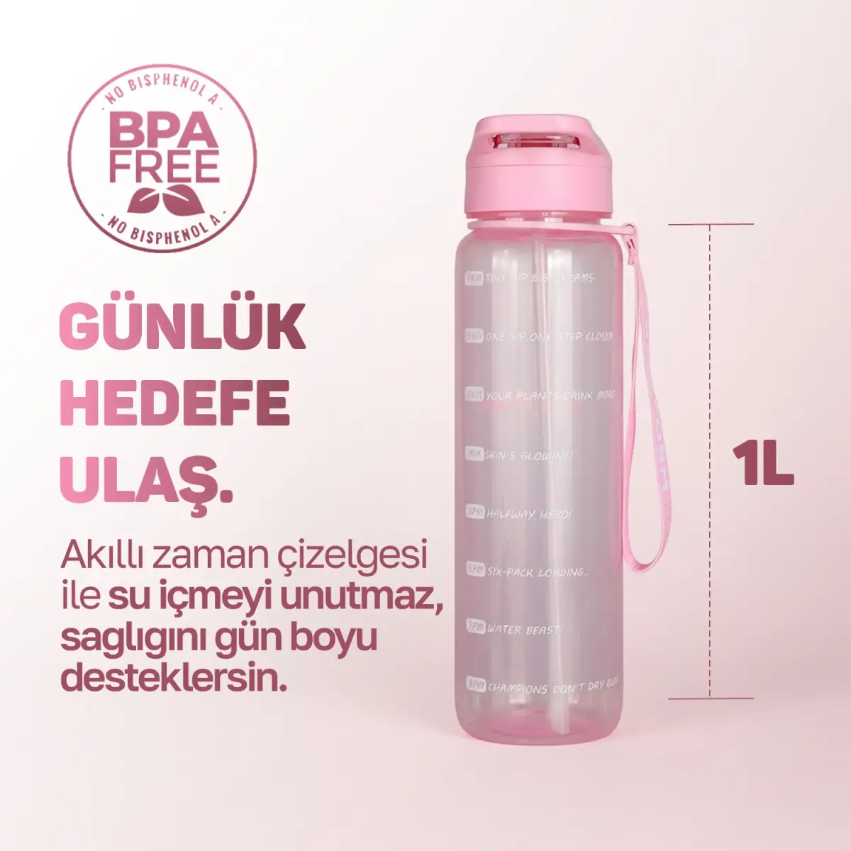 Roxform Suluk Matara 1100 ml, Premium PP Malzeme, Sağlıklı BPA & BPS İçermez, Kılıflı, Çift Kapaklı, Koku Yapmaz, Sızdırmaz ve Dayanıklı, Pembe - 11