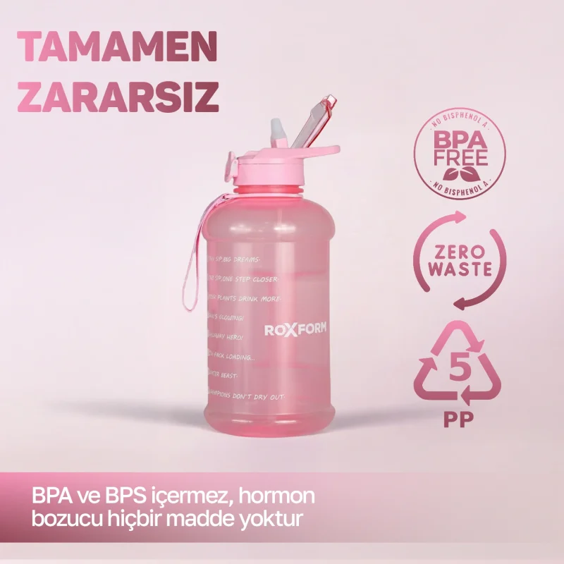 Roxform Suluk Matara 2200 ml, Premium PP Malzeme, Sağlıklı BPA & BPS İçermez, Kılıflı, Çift Kapaklı, Koku Yapmaz, Sızdırmaz ve Dayanıklı,Pembe Desen Cep Kılıf, Pembe - 10