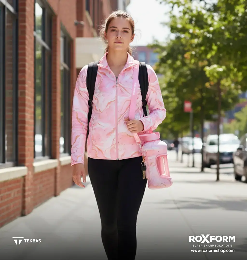 Roxform Suluk Matara 2200 ml, Premium PP Malzeme, Sağlıklı BPA & BPS İçermez, Kılıflı, Çift Kapaklı, Koku Yapmaz, Sızdırmaz ve Dayanıklı,Pembe Desen Cep Kılıf, Pembe - 3