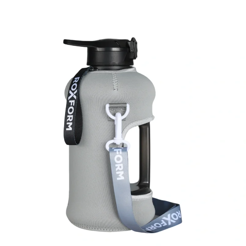 Roxform Suluk Matara 2200 ml, Premium PP Malzeme, Sağlıklı BPA & BPS İçermez, Kılıflı, Çift Kapaklı, Koku Yapmaz, Sızdırmaz ve Dayanıklı, Gri Kılıf, Siyah - 5