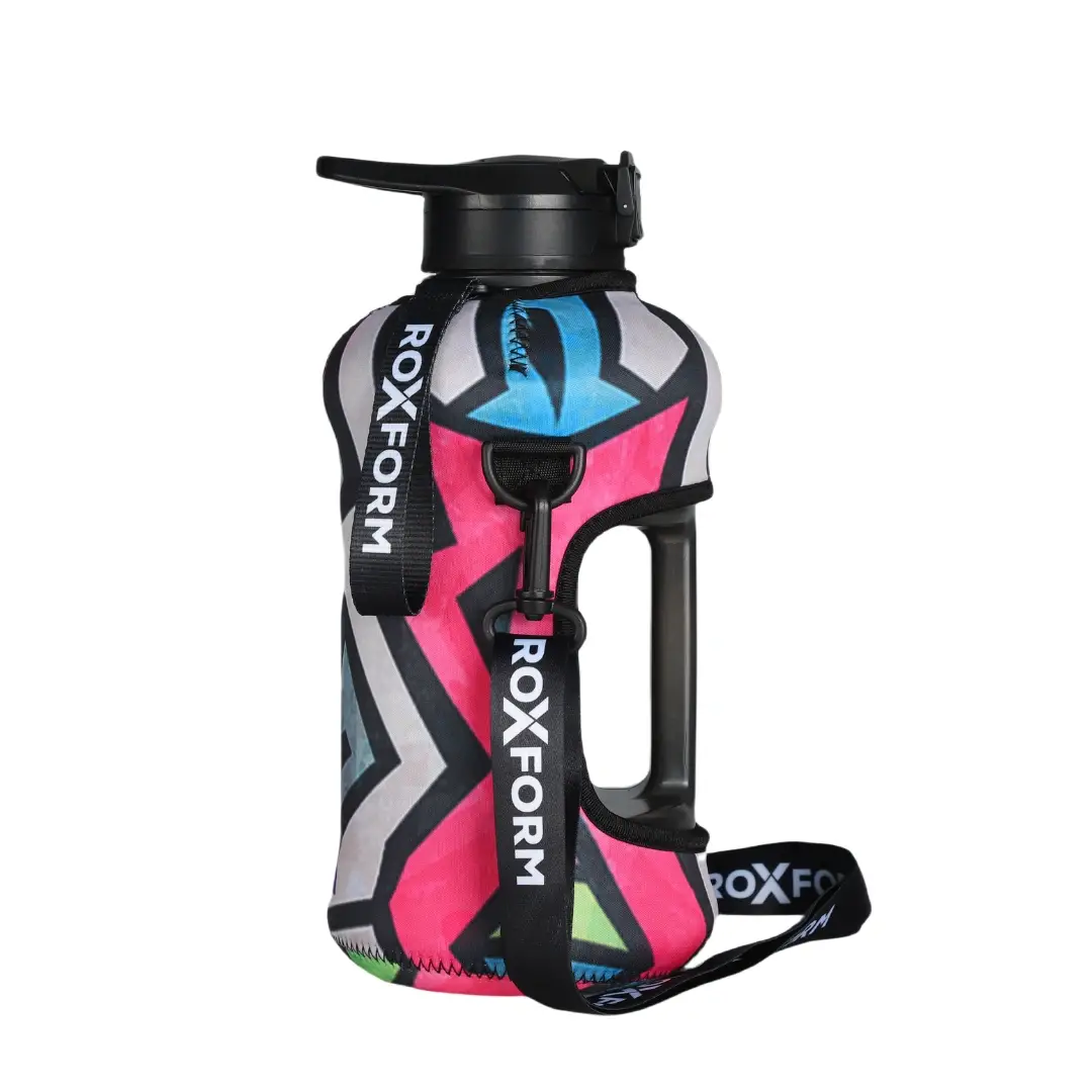 Roxform Suluk Matara 2200 ml, Premium PP Malzeme, Sağlıklı BPA & BPS İçermez, Kılıflı, Çift Kapaklı, Koku Yapmaz, Sızdırmaz ve Dayanıklı, Renkli Grafik Kılıf, Siyah - 4