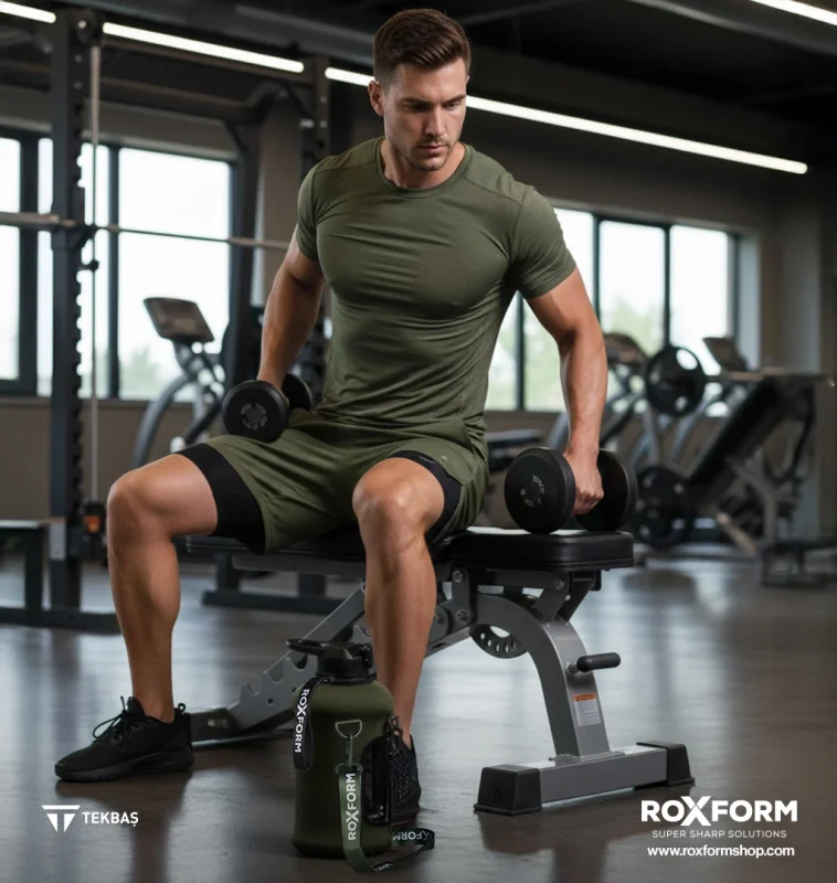 Roxform Suluk Matara 2200 ml, Premium PP Malzeme, Sağlıklı BPA & BPS İçermez, Kılıflı, Çift Kapaklı, Koku Yapmaz, Sızdırmaz ve Dayanıklı, Haki Kılıf, Siyah - 2
