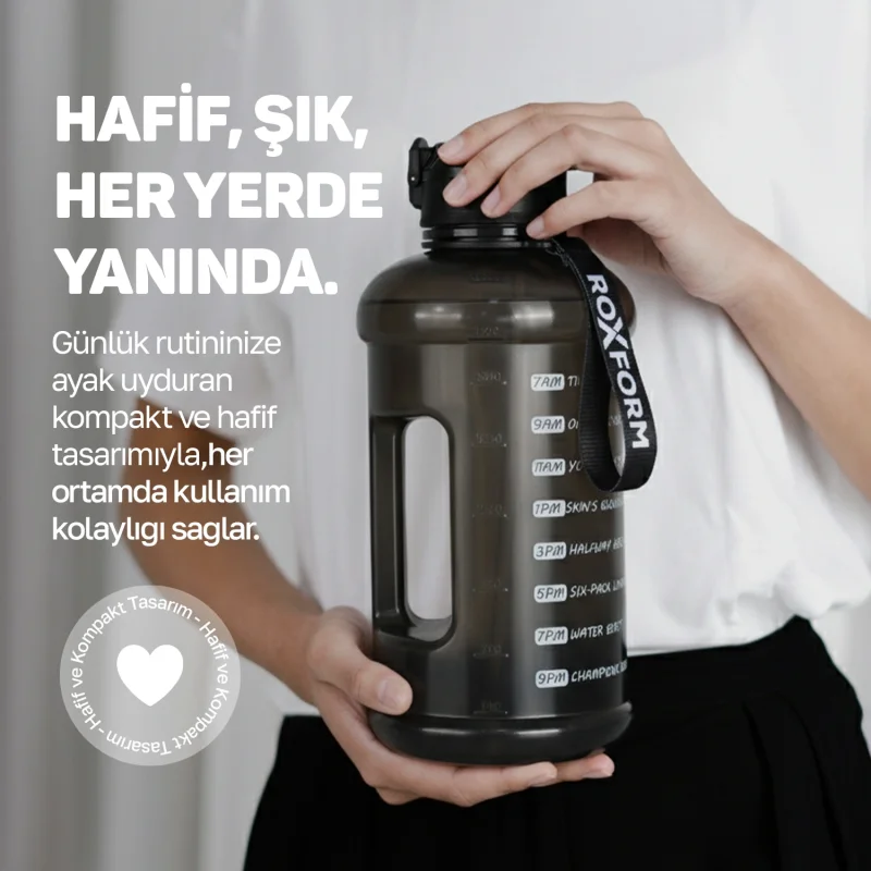 Roxform Suluk Matara 2200 ml, Premium PP Malzeme, Sağlıklı BPA & BPS İçermez, Kılıflı, Çift Kapaklı, Koku Yapmaz, Sızdırmaz ve Dayanıklı, Pati Cep Kılıf, Siyah - 13