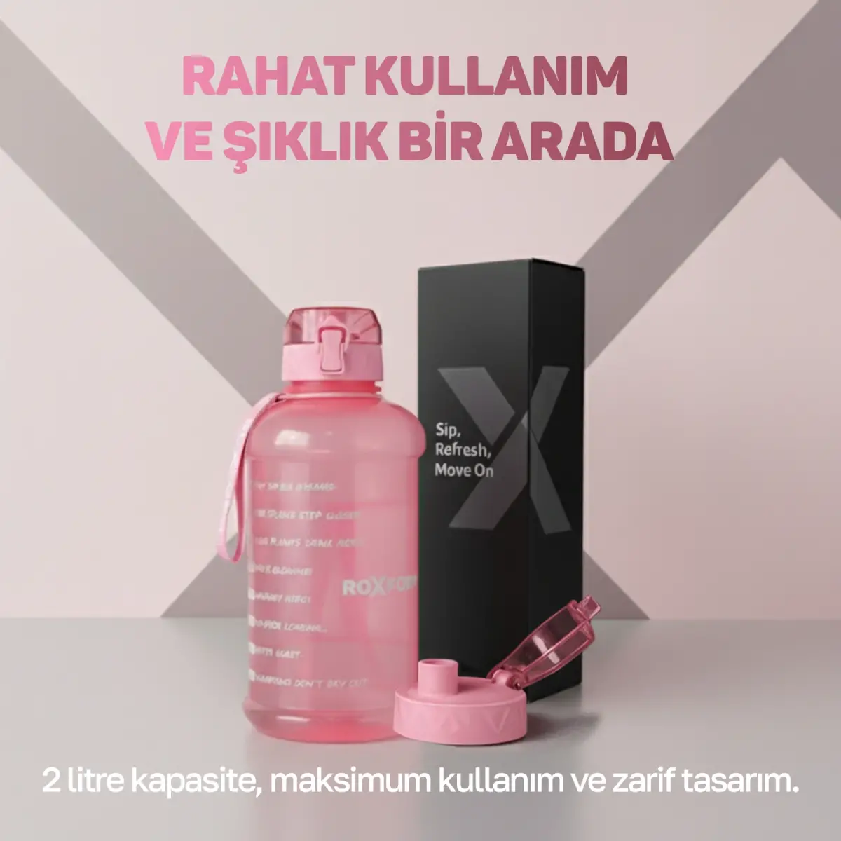 Roxform Suluk Matara 2200 ml, Premium PP Malzeme, Sağlıklı BPA & BPS İçermez, Kılıflı, Çift Kapaklı, Koku Yapmaz, Sızdırmaz ve Dayanıklı, Leopar Kılıf, Pembe - 14