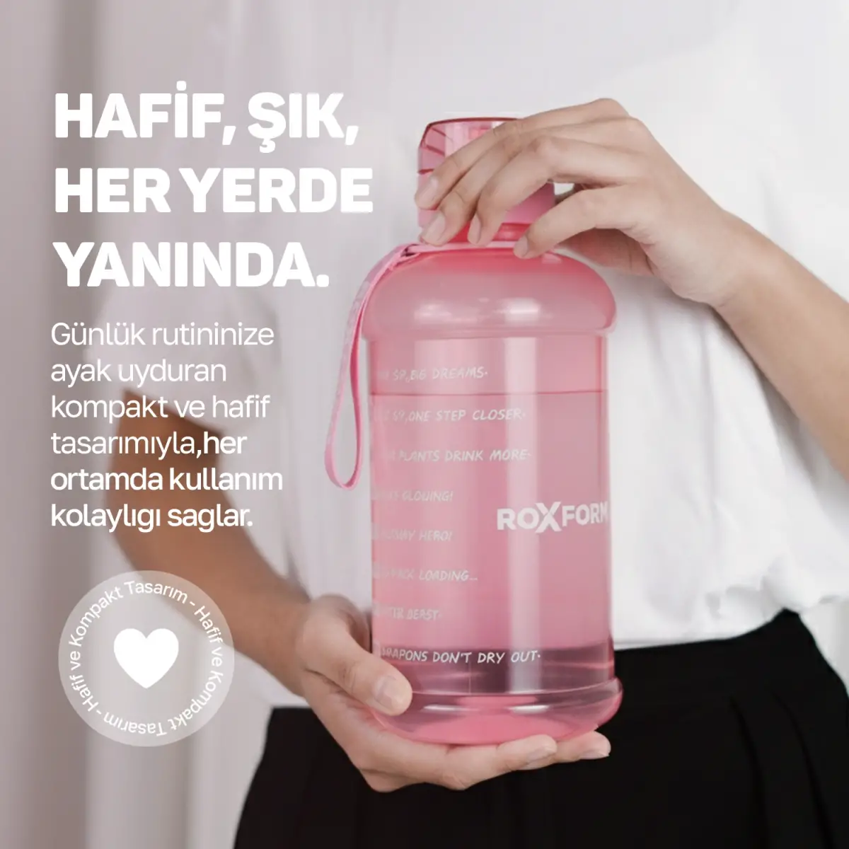 Roxform Suluk Matara 2200 ml, Premium PP Malzeme, Sağlıklı BPA & BPS İçermez, Kılıflı, Çift Kapaklı, Koku Yapmaz, Sızdırmaz ve Dayanıklı, Leopar Kılıf, Pembe - 15