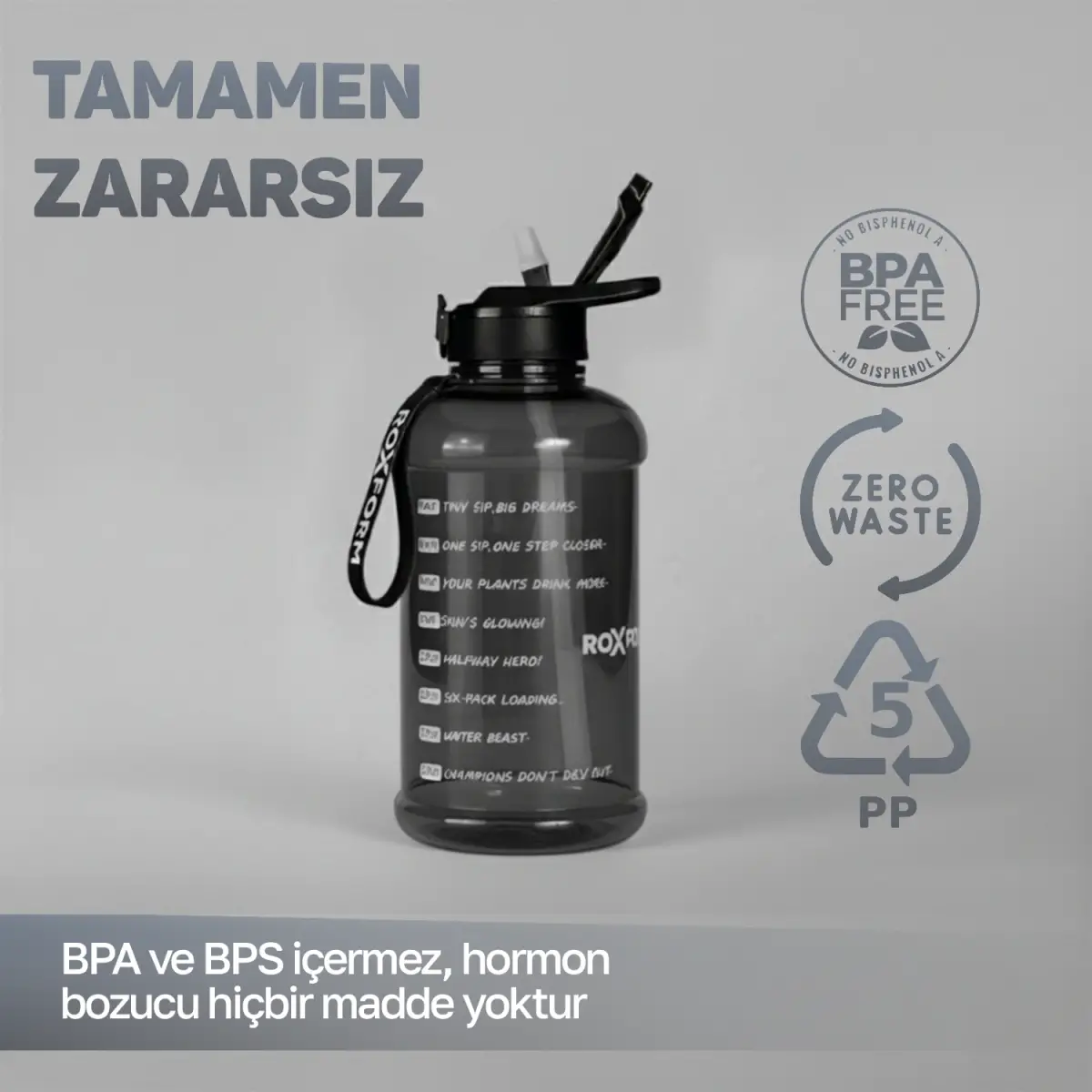 Roxform Suluk Matara 2200 ml, Premium PP Malzeme, Sağlıklı BPA & BPS İçermez, Kılıflı, Çift Kapaklı, Koku Yapmaz, Sızdırmaz ve Dayanıklı, Bordo Kılıf, Siyah - 11