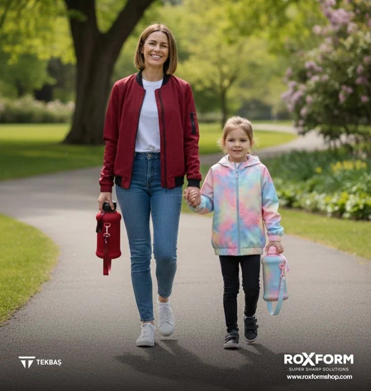Roxform Suluk Matara 2200 ml, Premium PP Malzeme, Sağlıklı BPA & BPS İçermez, Kılıflı, Çift Kapaklı, Koku Yapmaz, Sızdırmaz ve Dayanıklı, Bordo Kılıf, Siyah - 4
