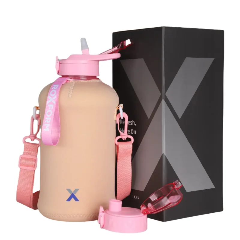Roxform Suluk Matara 2200 ml, Premium PP Malzeme, Sağlıklı BPA & BPS İçermez, Kılıflı, Çift Kapaklı, Koku Yapmaz, Sızdırmaz ve Dayanıklı, Krem Kılıf, Pembe - Roxform