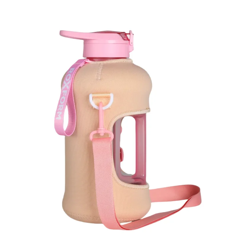 Roxform Suluk Matara 2200 ml, Premium PP Malzeme, Sağlıklı BPA & BPS İçermez, Kılıflı, Çift Kapaklı, Koku Yapmaz, Sızdırmaz ve Dayanıklı, Krem Kılıf, Pembe - 2