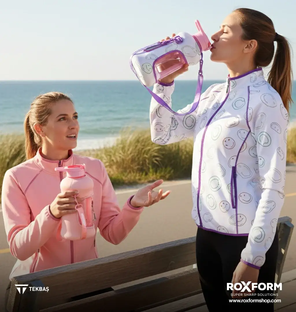 Roxform Suluk Matara 2200 ml, Premium PP Malzeme, Sağlıklı BPA & BPS İçermez, Kılıflı, Çift Kapaklı, Koku Yapmaz, Sızdırmaz ve Dayanıklı, Pembe Kılıf, Pembe - 4