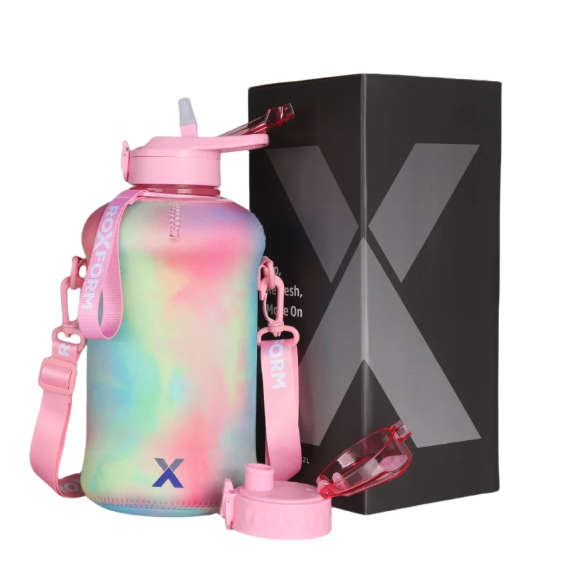 Roxform Suluk Matara 2200 ml, Premium PP Malzeme, Sağlıklı BPA & BPS İçermez, Kılıflı, Çift Kapaklı, Koku Yapmaz, Sızdırmaz ve Dayanıklı, Renkli Kılıf, Pembe - Roxform