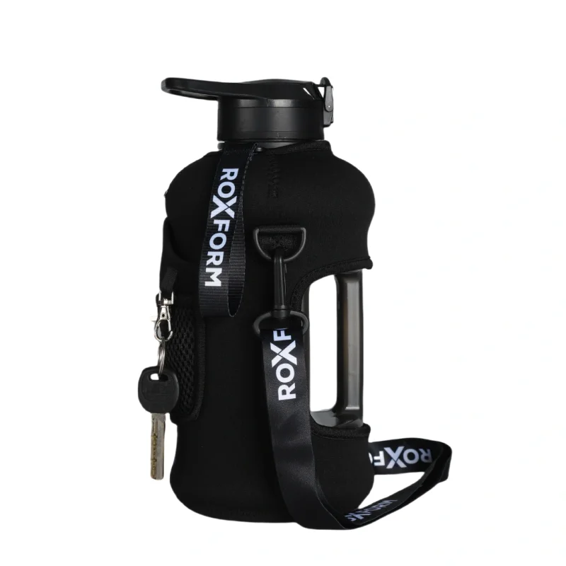 Roxform Suluk Matara 2200 ml, Premium PP Malzeme, Sağlıklı BPA & BPS İçermez, Kılıflı, Çift Kapaklı, Koku Yapmaz, Sızdırmaz ve Dayanıklı, Siyah Cep Kılıf, Siyah - 3