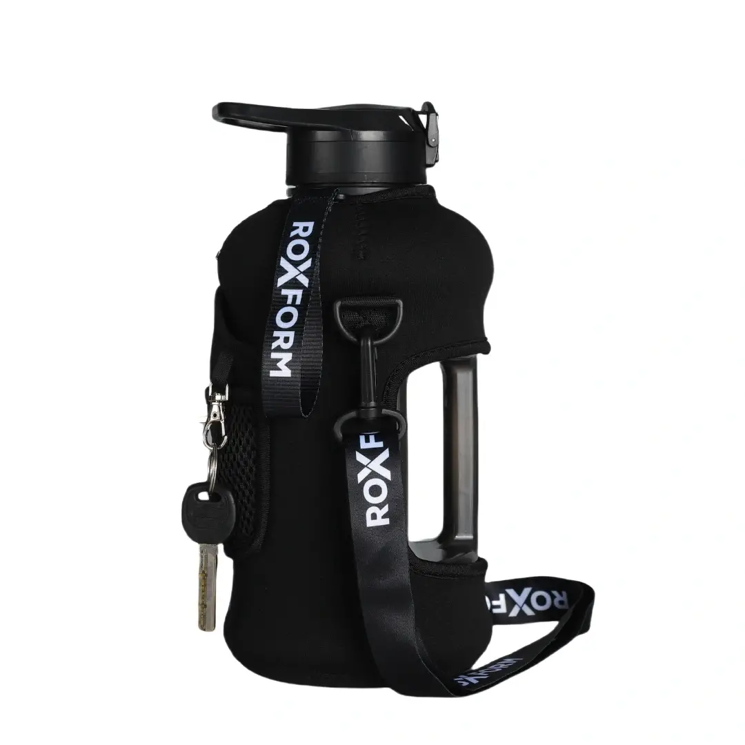 Roxform Suluk Matara 2200 ml, Premium PP Malzeme, Sağlıklı BPA & BPS İçermez, Kılıflı, Çift Kapaklı, Koku Yapmaz, Sızdırmaz ve Dayanıklı, Siyah Cep Kılıf, Siyah - 3