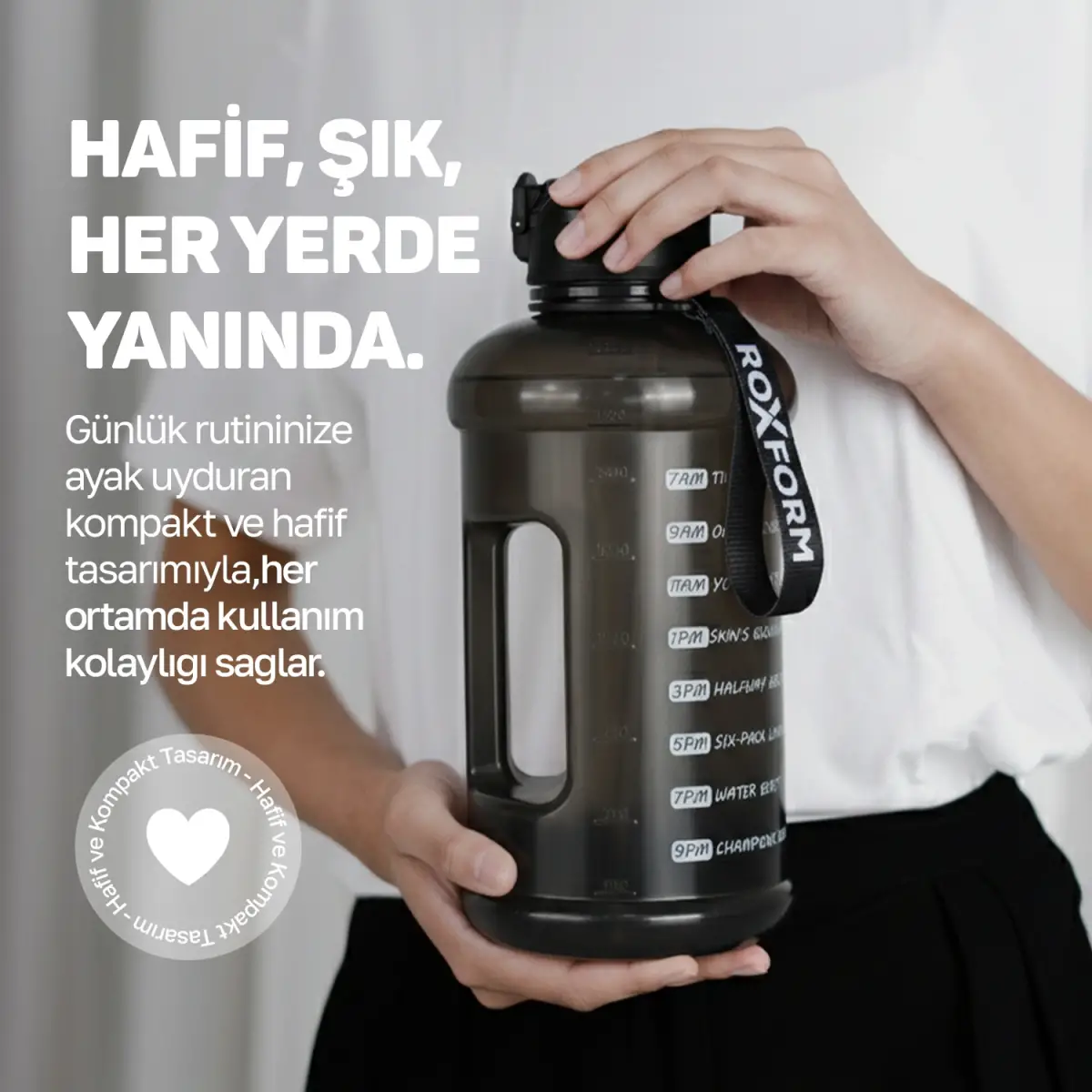 Roxform Suluk Matara 2200 ml, Premium PP Malzeme, Sağlıklı BPA & BPS İçermez, Kılıflı, Çift Kapaklı, Koku Yapmaz, Sızdırmaz ve Dayanıklı, Siyah Cep Kılıf, Siyah - 12