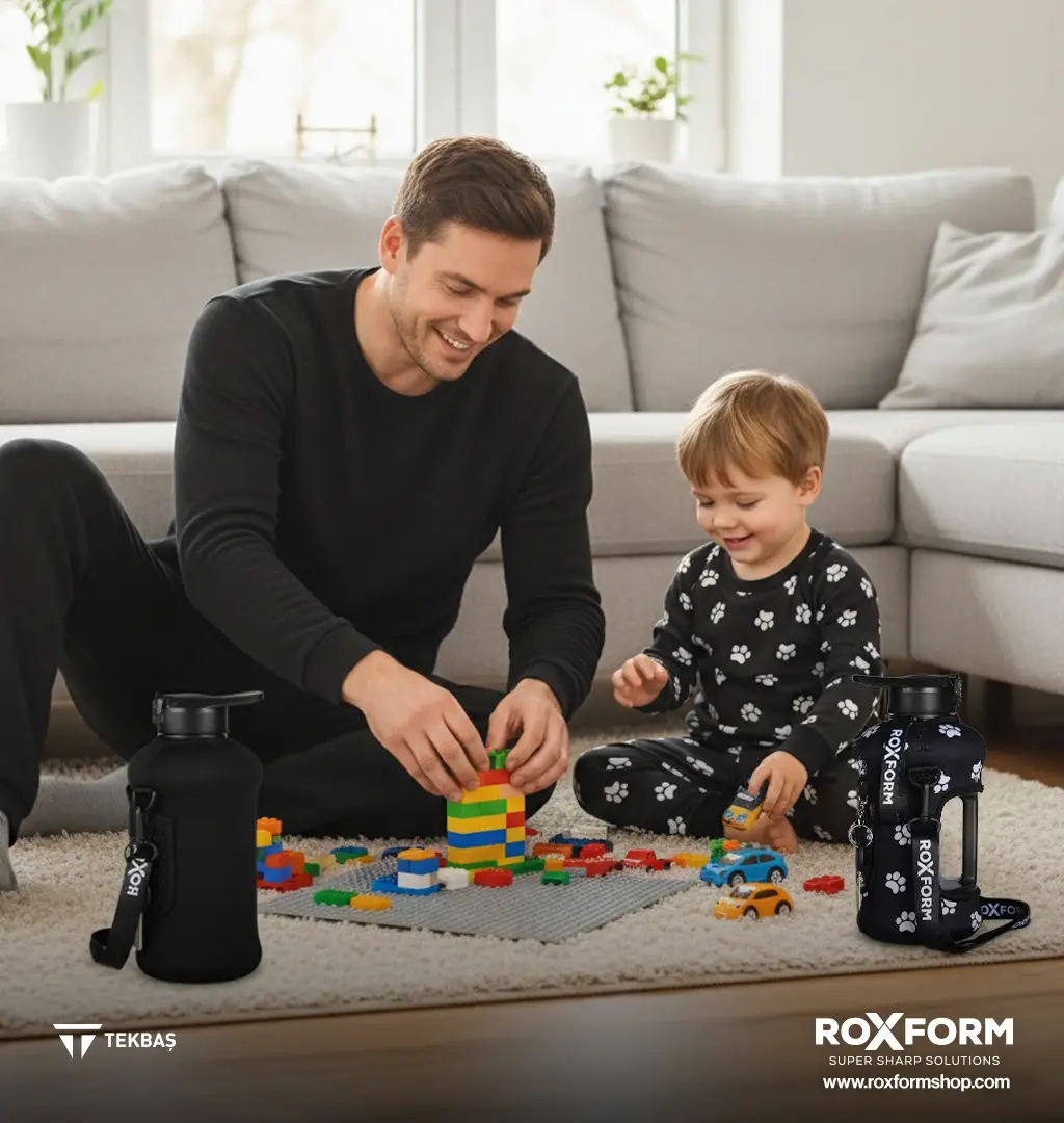 Roxform Suluk Matara 2200 ml, Premium PP Malzeme, Sağlıklı BPA & BPS İçermez, Kılıflı, Çift Kapaklı, Koku Yapmaz, Sızdırmaz ve Dayanıklı, Siyah Cep Kılıf, Siyah - 2