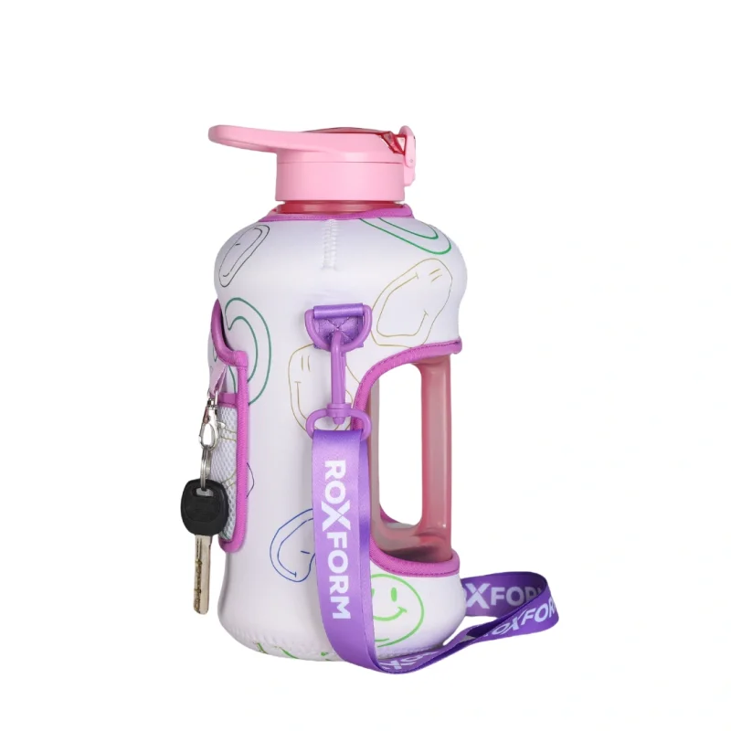 Roxform Suluk Matara 2200 ml, Premium PP Malzeme, Sağlıklı BPA & BPS İçermez, Kılıflı, Çift Kapaklı, Koku Yapmaz, Sızdırmaz ve Dayanıklı,Gülen Yüz Cep Kılıf, Pembe - Roxform